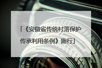 《安徽省传统村落保护传承利用条例》施行