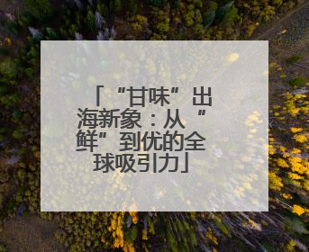 “甘味”出海新象：从“鲜”到优的全球吸引力