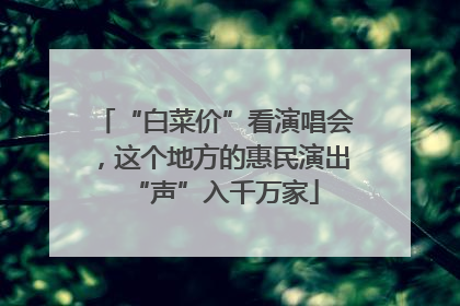 “白菜价”看演唱会，这个地方的惠民演出“声”入千万家