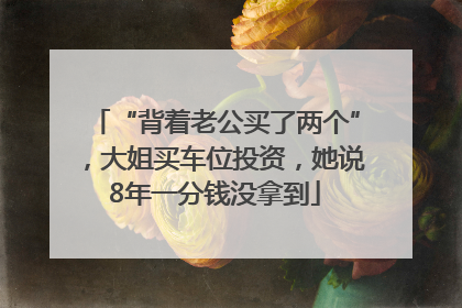 “背着老公买了两个”，大姐买车位投资，她说8年一分钱没拿到