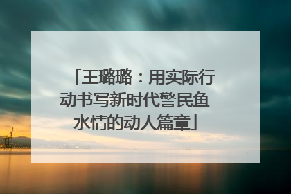 王璐璐：用实际行动书写新时代警民鱼水情的动人篇章