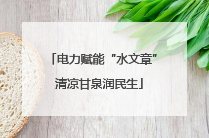 电力赋能“水文章” 清凉甘泉润民生