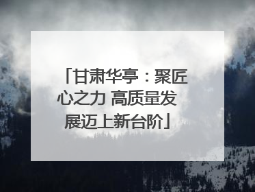 甘肃华亭：聚匠心之力 高质量发展迈上新台阶