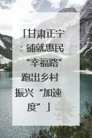 甘肃正宁：铺就惠民“幸福路” 跑出乡村振兴“加速度”