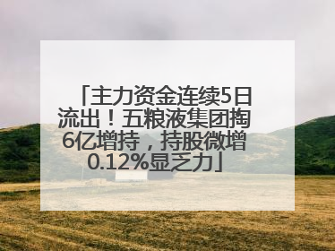 主力资金连续5日流出！五粮液集团掏6亿增持，持股微增0.12%显乏力
