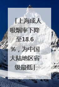 上海成人吸烟率下降至18.6%，为中国大陆地区省级最低