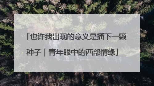 也许我出现的意义是播下一颗种子｜青年眼中的西部情缘