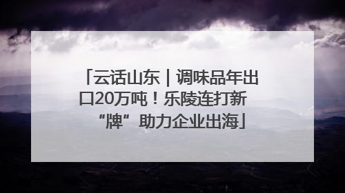 云话山东｜调味品年出口20万吨！乐陵连打新“牌”助力企业出海