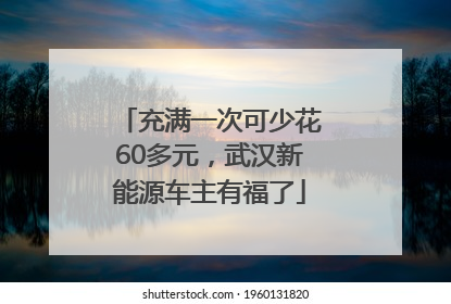 充满一次可少花60多元，武汉新能源车主有福了