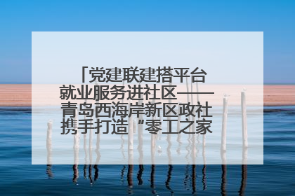 党建联建搭平台 就业服务进社区——青岛西海岸新区政社携手打造“零工之家”就业服务新阵地