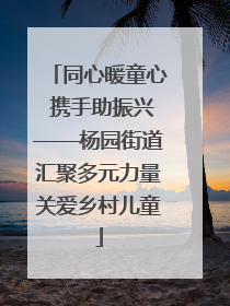 同心暖童心 携手助振兴——杨园街道汇聚多元力量关爱乡村儿童
