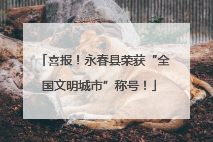 喜报！永春县荣获“全国文明城市”称号！