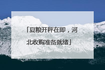 夏粮开秤在即，河北收购准备就绪