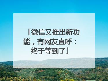 微信又推出新功能，有网友直呼：终于等到了