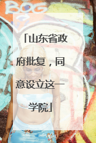 山东省政府批复，同意设立这一学院