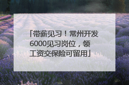 带薪见习！常州开发6000见习岗位，领工资交保险可留用