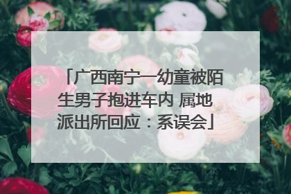 广西南宁一幼童被陌生男子抱进车内 属地派出所回应：系误会