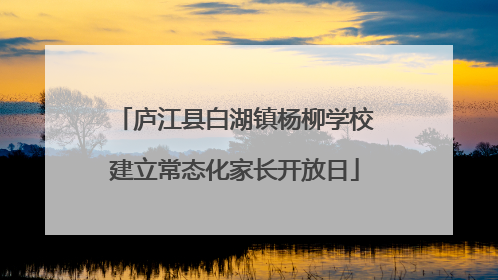 庐江县白湖镇杨柳学校建立常态化家长开放日