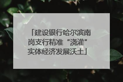 建设银行哈尔滨南岗支行精准“浇灌”实体经济发展沃土
