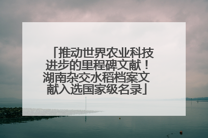 推动世界农业科技进步的里程碑文献！湖南杂交水稻档案文献入选国家级名录
