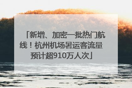 新增、加密一批热门航线！杭州机场暑运客流量预计超910万人次