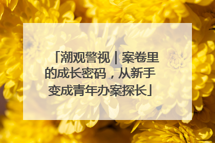 潮观警视｜案卷里的成长密码，从新手变成青年办案探长