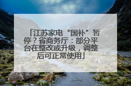 江苏家电“国补”暂停？省商务厅：部分平台在整改或升级，调整后可正常使用