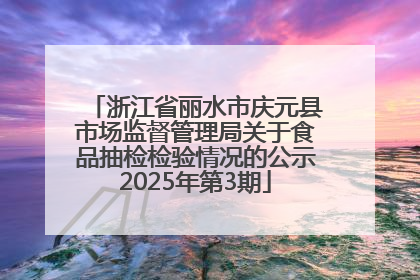 浙江省丽水市庆元县市场监督管理局关于食品抽检检验情况的公示2025年第3期