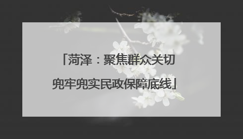 菏泽：聚焦群众关切 兜牢兜实民政保障底线