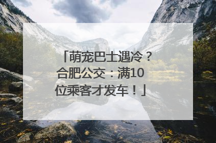 萌宠巴士遇冷？合肥公交：满10位乘客才发车！