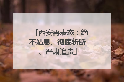 西安再表态：绝不姑息、彻底斩断、严肃追责
