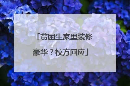 贫困生家里装修豪华？校方回应