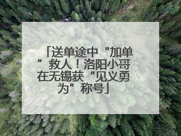 送单途中“加单”救人！洛阳小哥在无锡获“见义勇为”称号