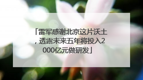 雷军感谢北京这片沃土，透露未来五年将投入2000亿元做研发