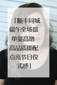 顺丰同城端午全场景单量高增 高品质即配点亮节日仪式感
