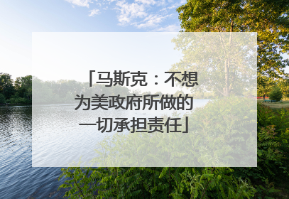 马斯克：不想为美政府所做的一切承担责任