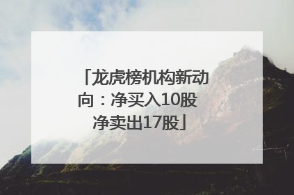 龙虎榜机构新动向：净买入10股 净卖出17股